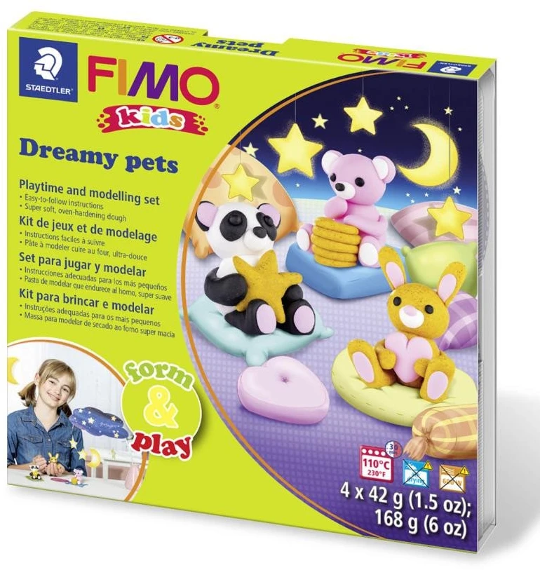 ALI "Fimo Kids Form&Play" rinkinys "Sleepy animals" 4x42g Staedtler