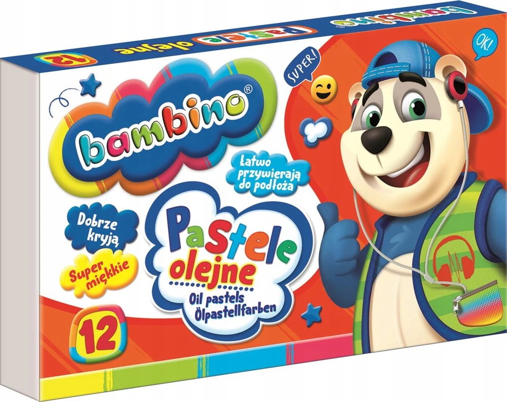 Aliejinės kreidelės Bambino, 12 spalvų