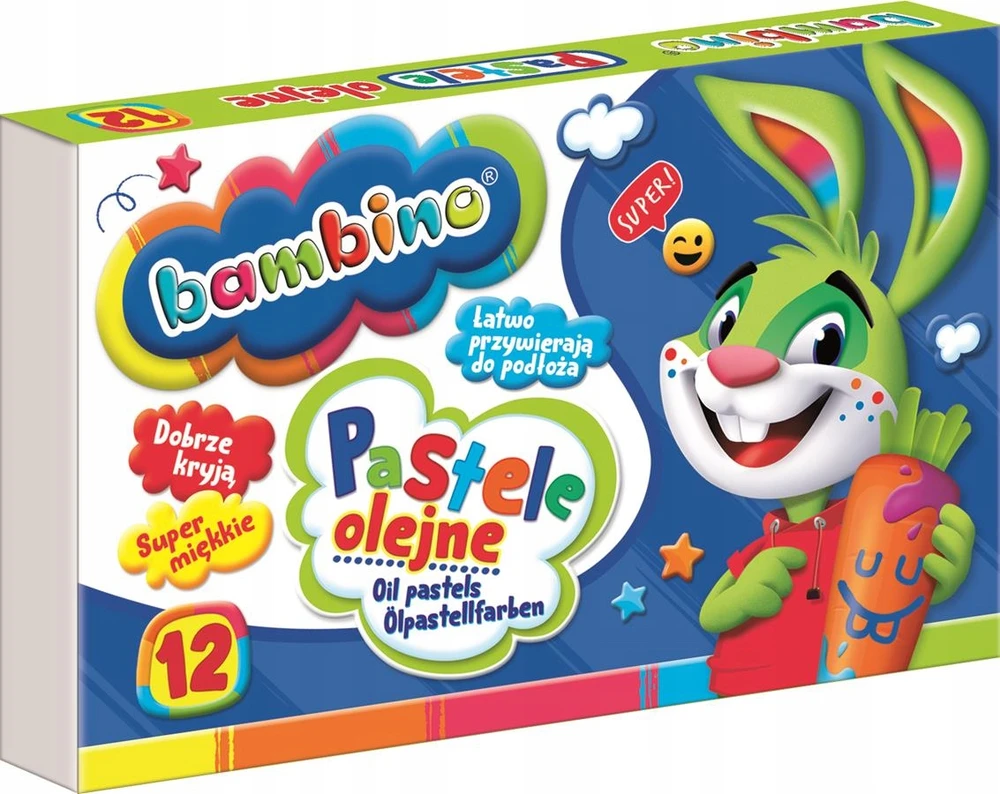 Aliejinės kreidelės Bambino, 12 spalvų