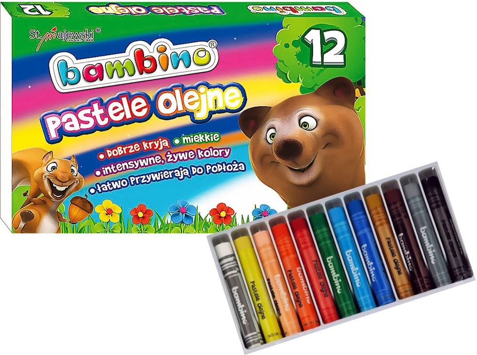 Aliejinės kreidelės Bambino, 12 spalvų
