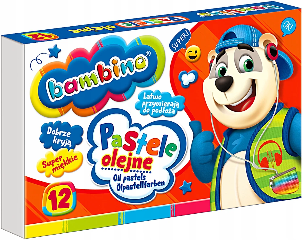 Aliejinės kreidelės Bambino, 12 spalvų
