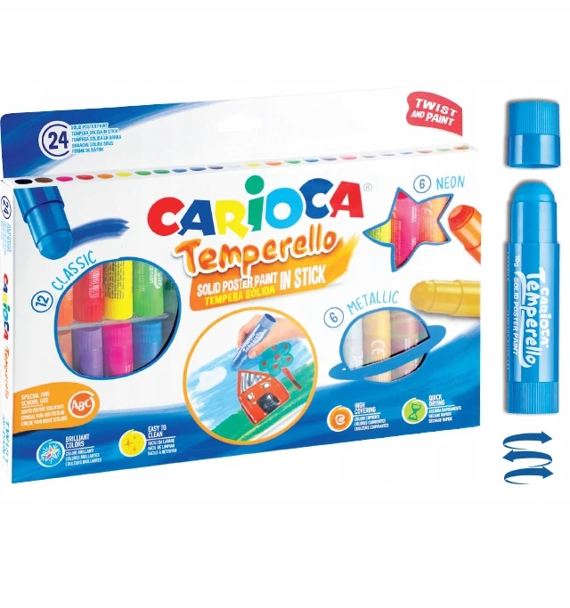 Aliejinės pastelinės kreidelės Carioca Temperello, 24 spalvos