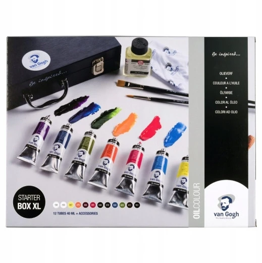 Talens Aliejiniai dažai - Van Gogh - 12 vnt. 40ml medinė dėžutė + priedai