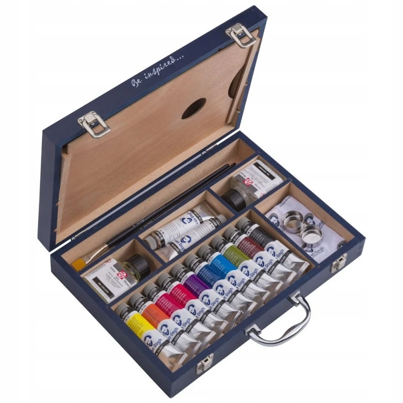 Talens Aliejiniai dažai - Van Gogh - 12 vnt. 40ml medinė dėžutė + priedai