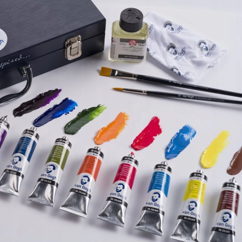Talens Aliejiniai dažai - Van Gogh - 12 vnt. 40ml medinė dėžutė + priedai