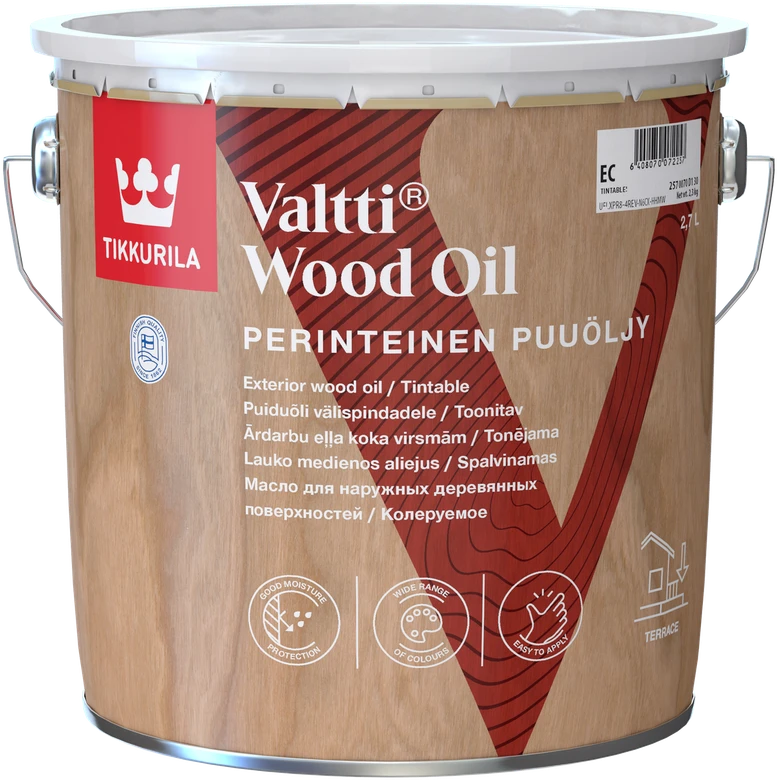 Aliejus terasoms ir lauko baldams TIKKURILA VALTTI PLUS WOOD OIL, 2,7 l