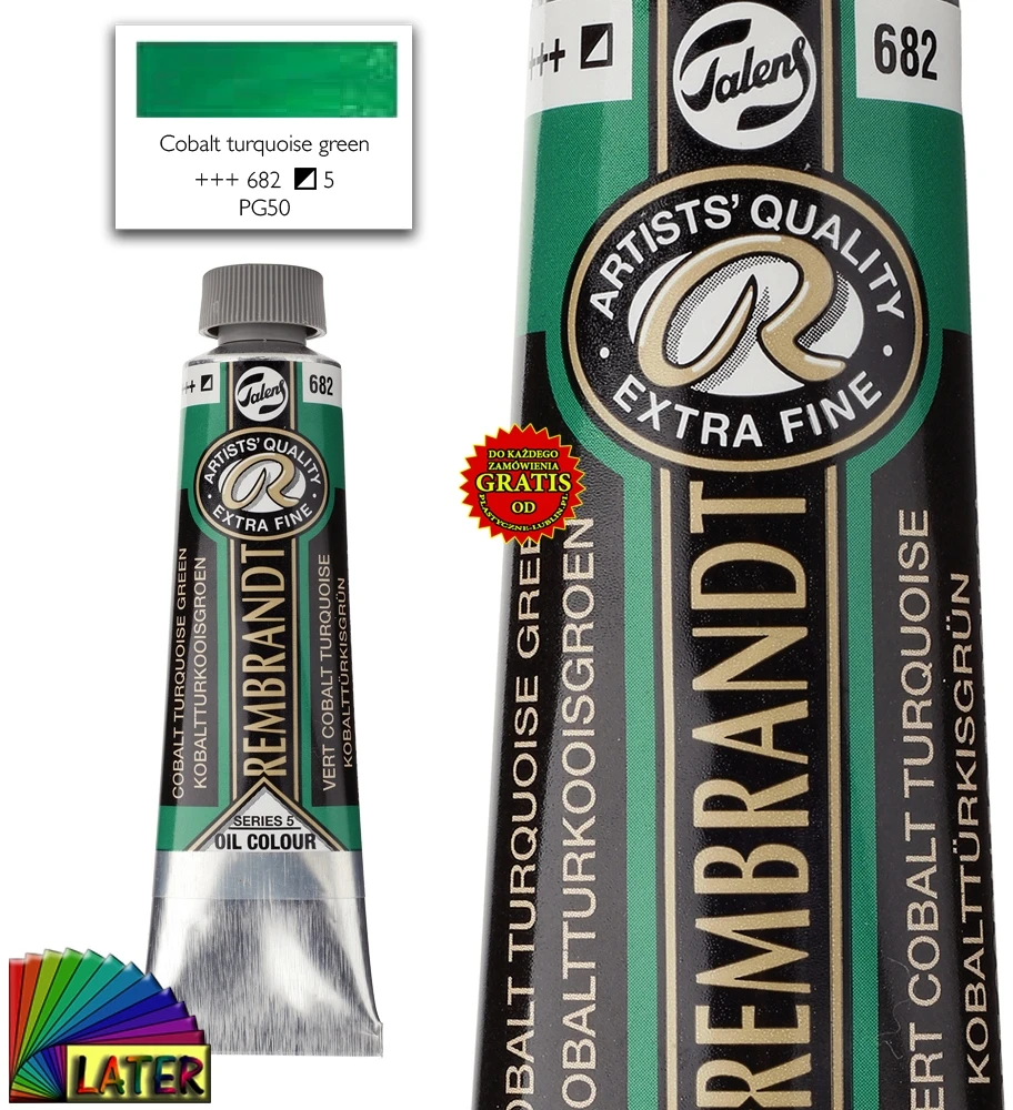Aliejus - Turkio žalias kobaltas - 682 - Ekstra-finas - Rembrandt - 40 ml tūbelė