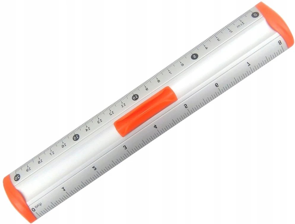 Aliumininė liniuotė 20cm Tetis su pieštuko laikikliu