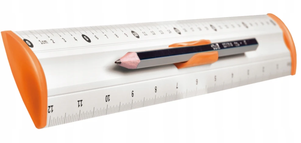 Aliumininė liniuotė 20cm Tetis su pieštuko laikikliu