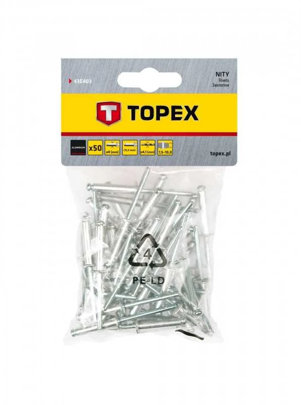 Kniedės aliuminės Topex 4x12,5mm