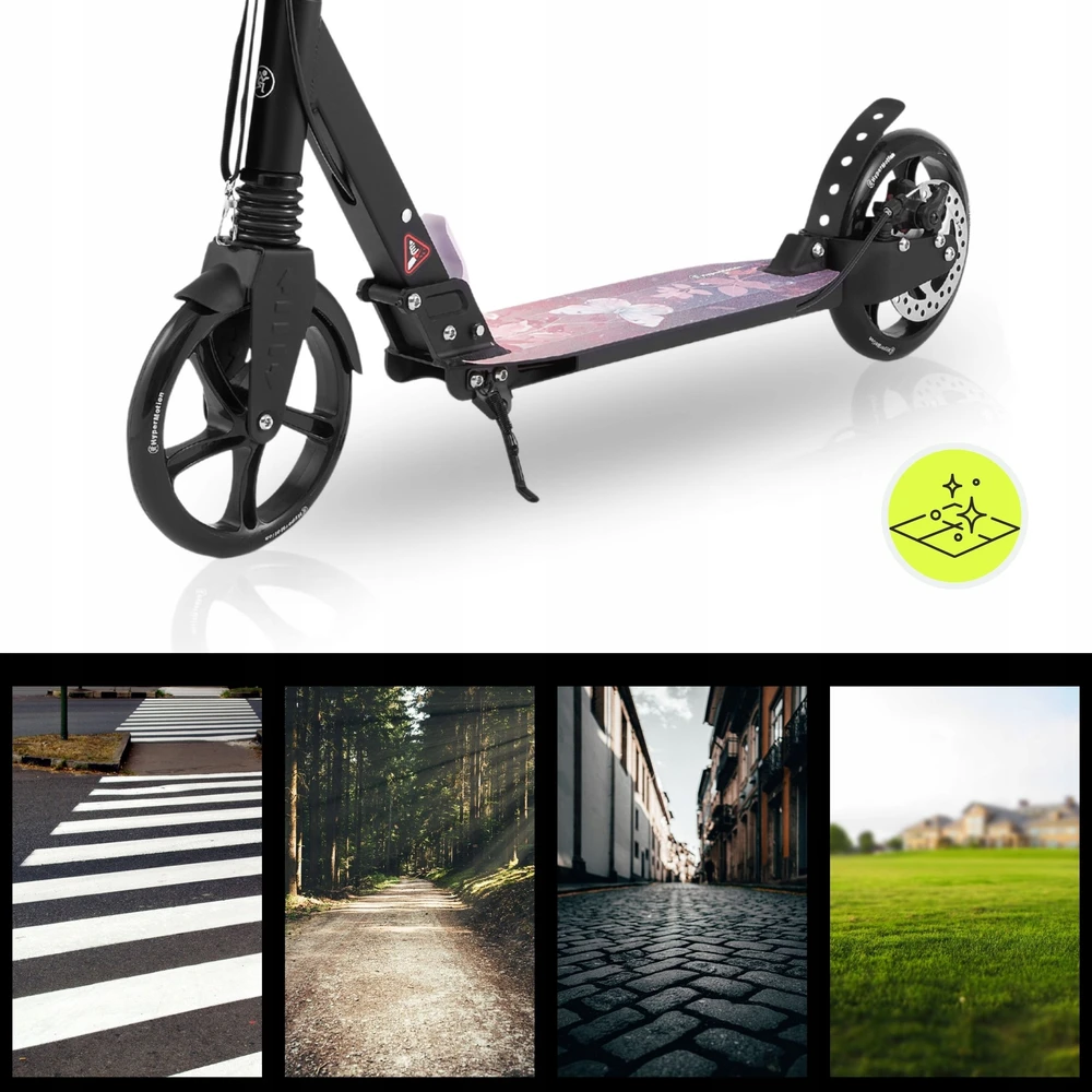 Aliumininis paspirtukas HyperMotion, rožinis, sulankstomas, su 20 cm ratais