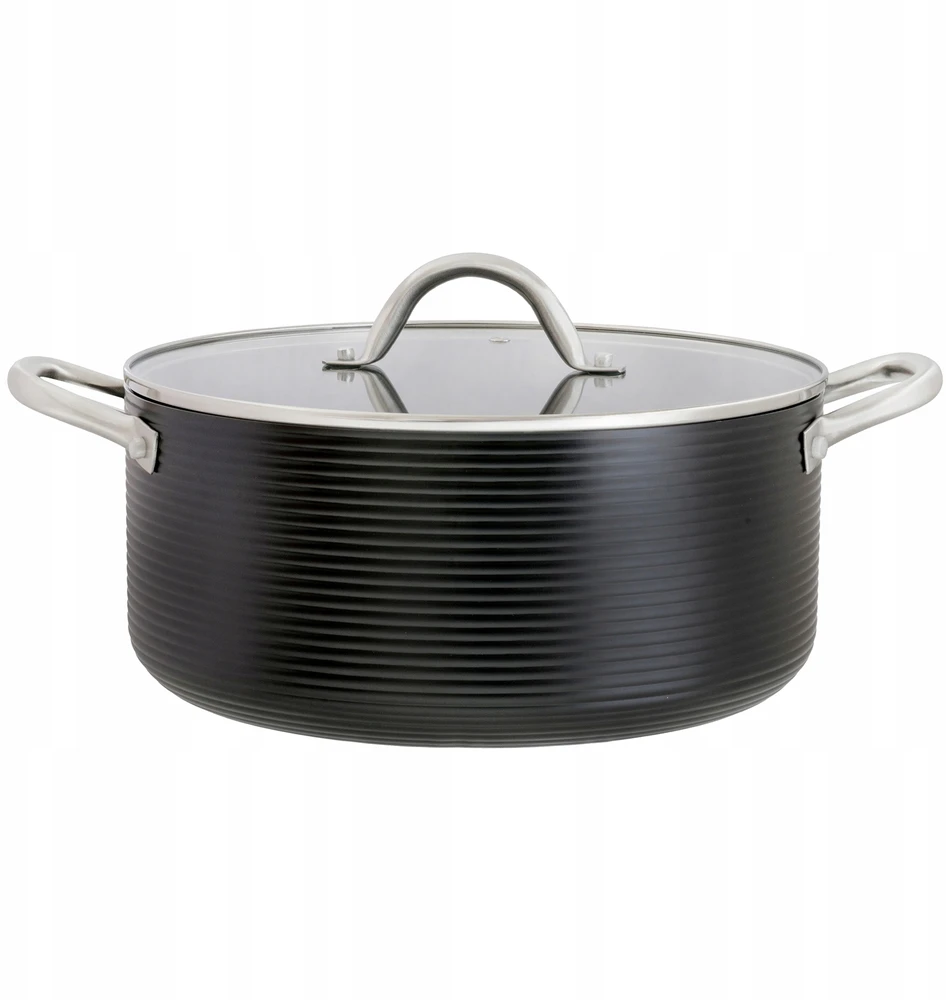 Aliuminio puodas su dangteliu 28 cm Ambition Ribs 813217