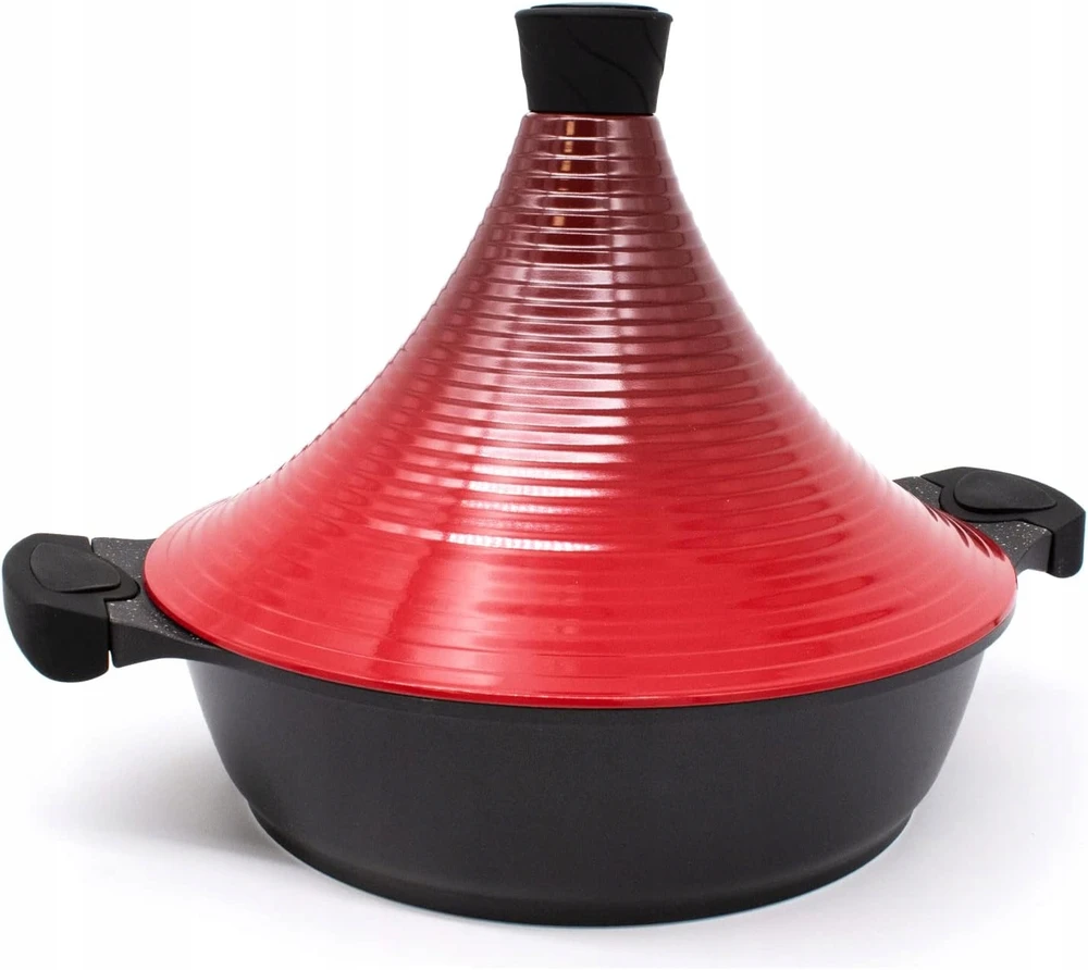 ALIUMINIO TAGINE PUODAS 28 CM INDUKCINIS NELIPA DIDELIS RAUDONAS