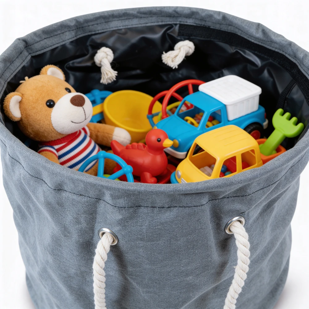 Allbag KOSZ NA ZABAWKI POJEMNIK ORGANIZER Z POKRYWĄ DUŻY XXL + MATA DO ZABAWY