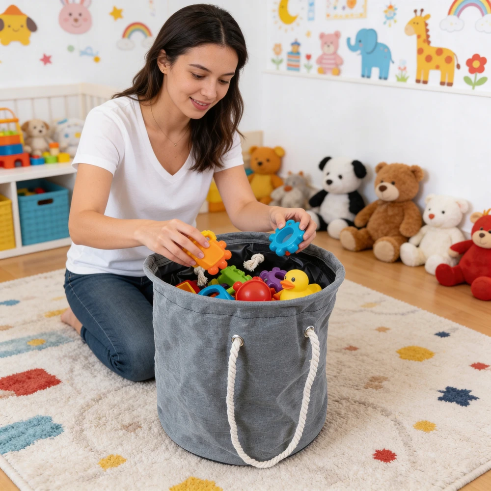 Allbag KOSZ NA ZABAWKI POJEMNIK ORGANIZER Z POKRYWĄ DUŻY XXL + MATA DO ZABAWY