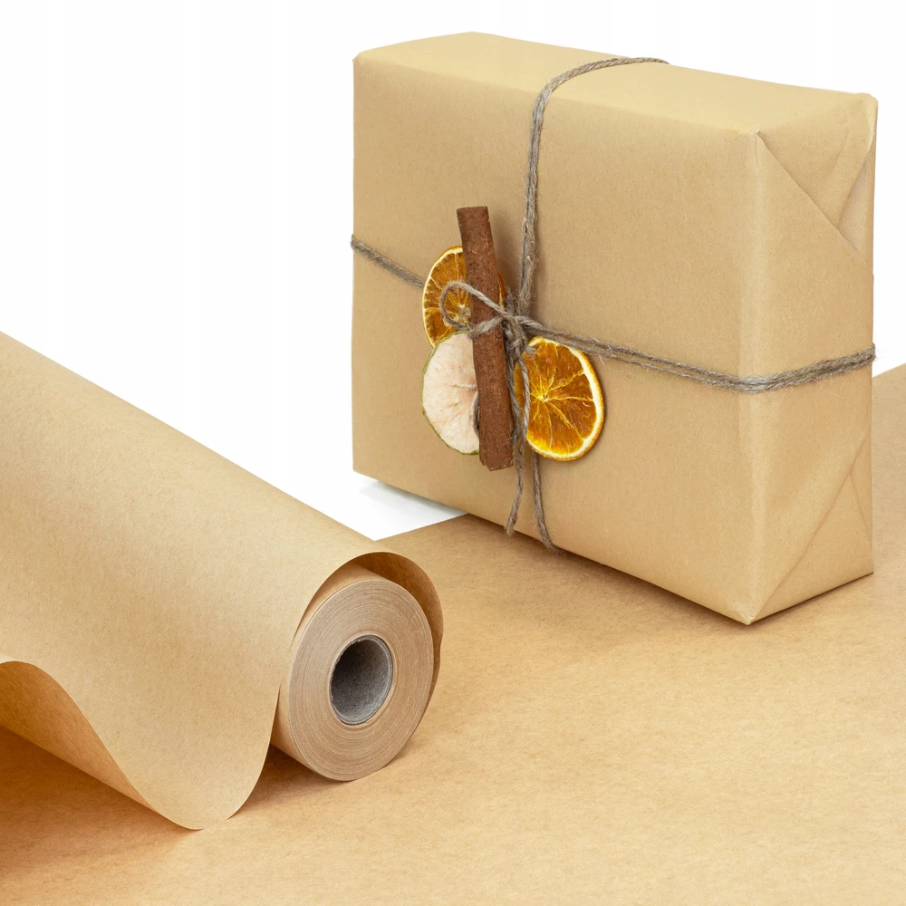 Allbag Kraft popierius dovanų pakavimui, 50m rulonas