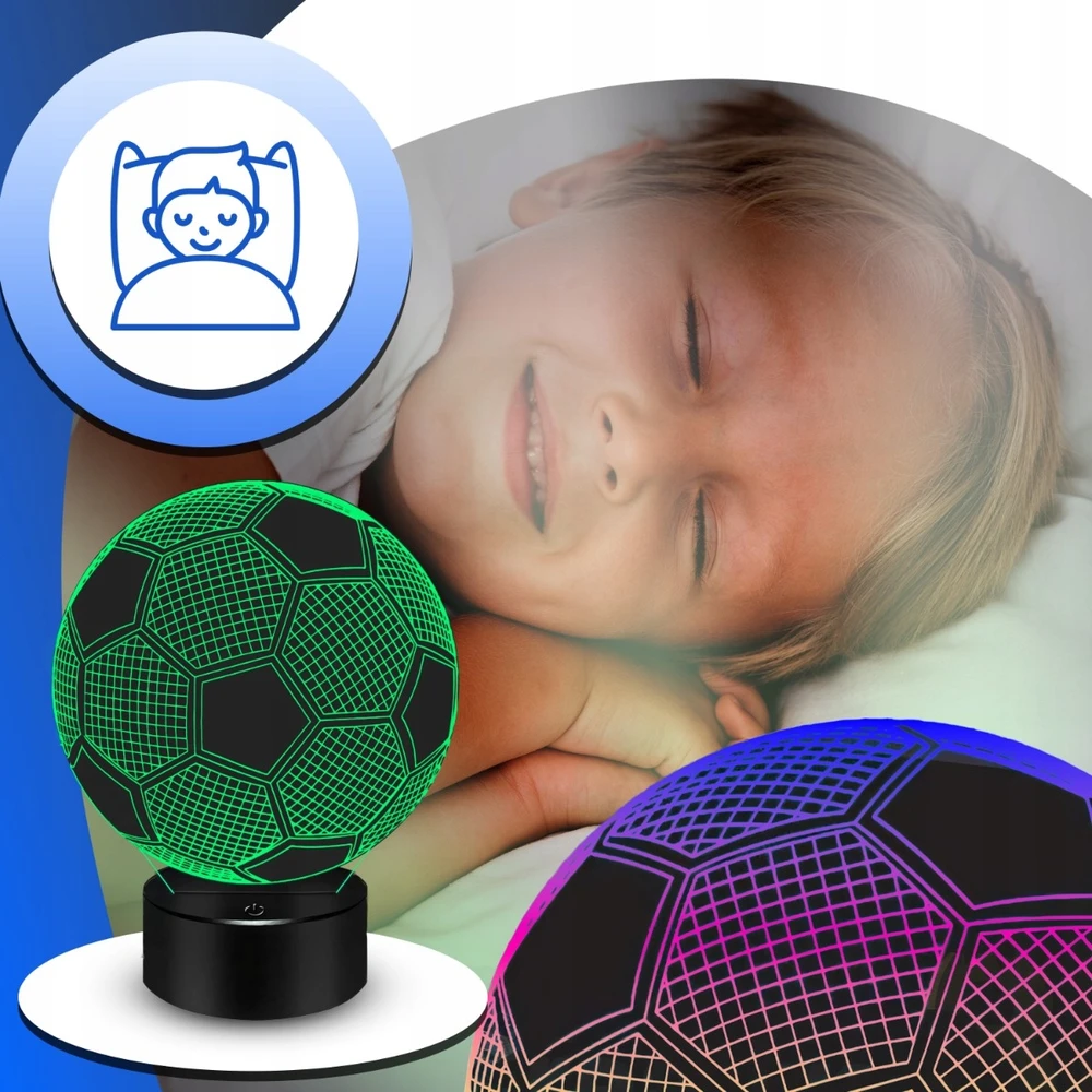 Allbag Naktinė lempa NA BIURKO PIŁKA NOŻNA 3D DLA DZIECKA LED RGB + Pultas