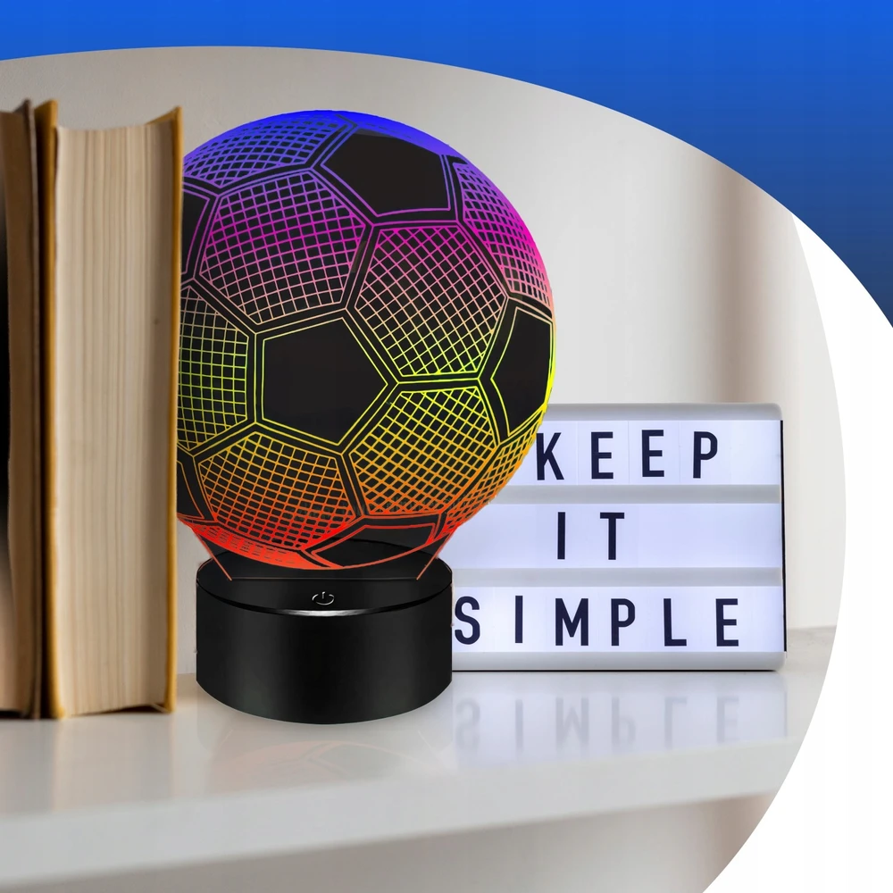 Allbag Naktinė lempa NA BIURKO PIŁKA NOŻNA 3D DLA DZIECKA LED RGB + Pultas