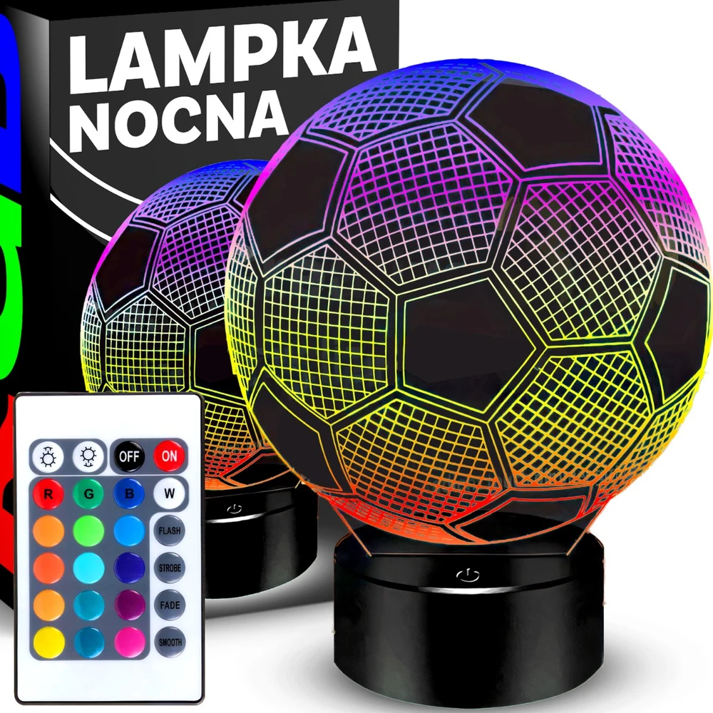 Allbag Naktinė lempa NA BIURKO PIŁKA NOŻNA 3D DLA DZIECKA LED RGB + Pultas