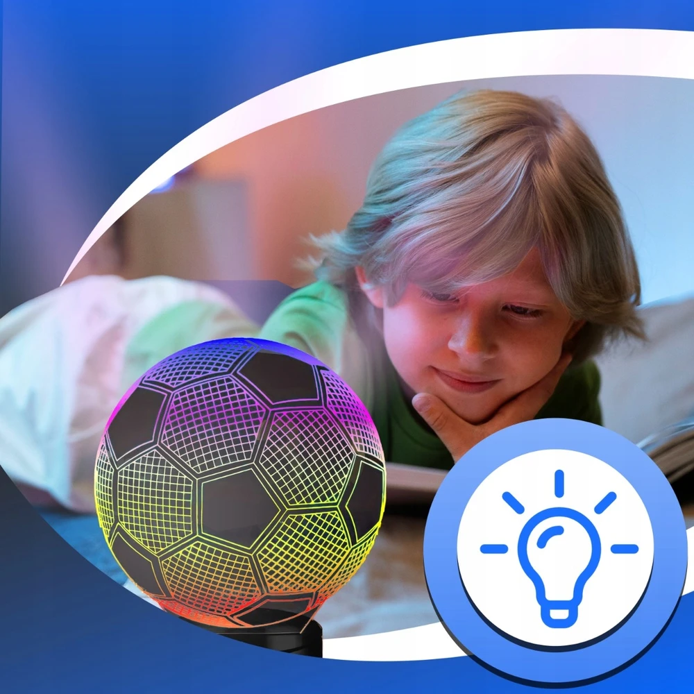 Allbag Naktinė lempa NA BIURKO PIŁKA NOŻNA 3D DLA DZIECKA LED RGB + Pultas