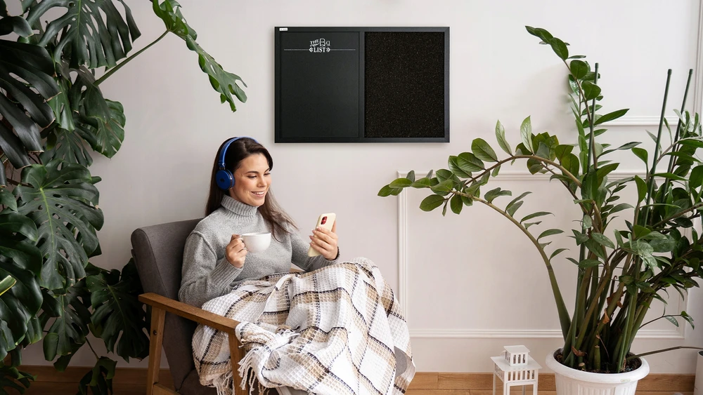 Allboards Magnetinė kamštinė lenta 60x40 ruda ir juoda COMBI juodas rėmelis + NEMOKAMAI