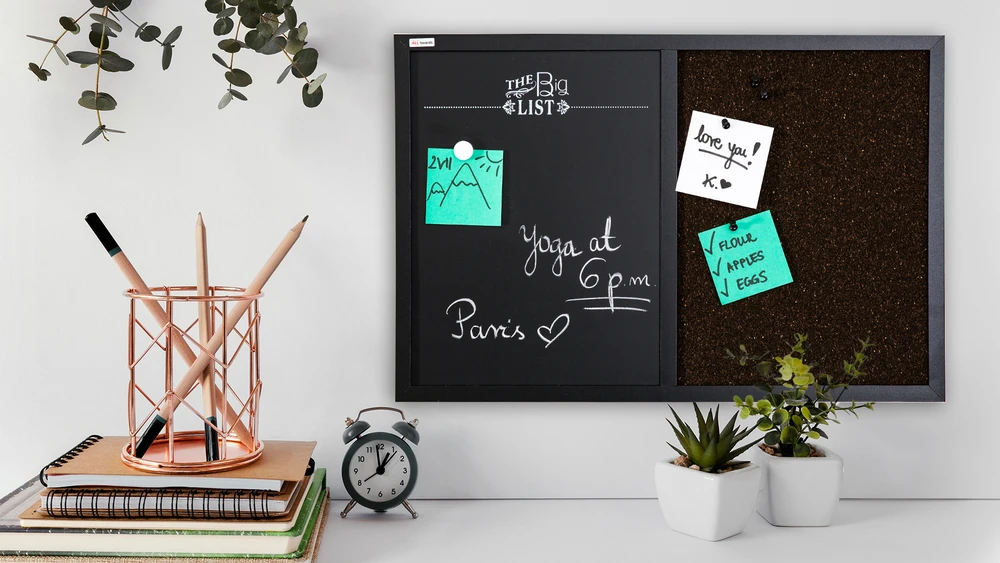 Allboards Magnetinė kamštinė lenta 60x40 ruda ir juoda COMBI juodas rėmelis + NEMOKAMAI