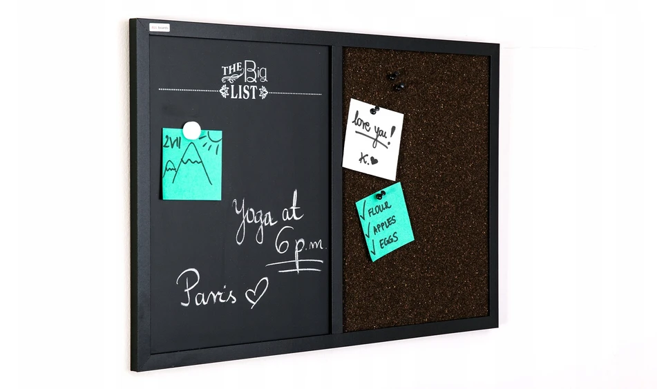 Allboards Magnetinė kamštinė lenta 60x40 ruda ir juoda COMBI juodas rėmelis + NEMOKAMAI