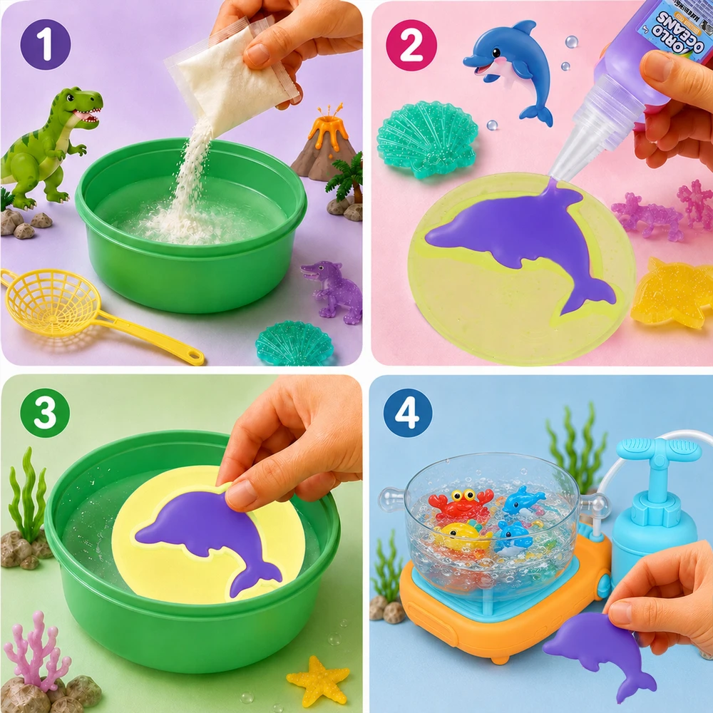 Allvo Aqua Gel 3D gelio figūrėlių rinkinys Creative Pot Vanduo Toy vaikams