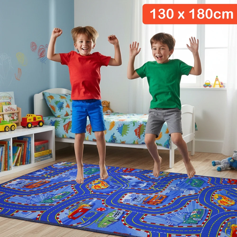 Allvo DYWAN DZIECIĘCY Miękki Ulice Miasto 130x180 Dywanik Dla Dzieci Chłopca