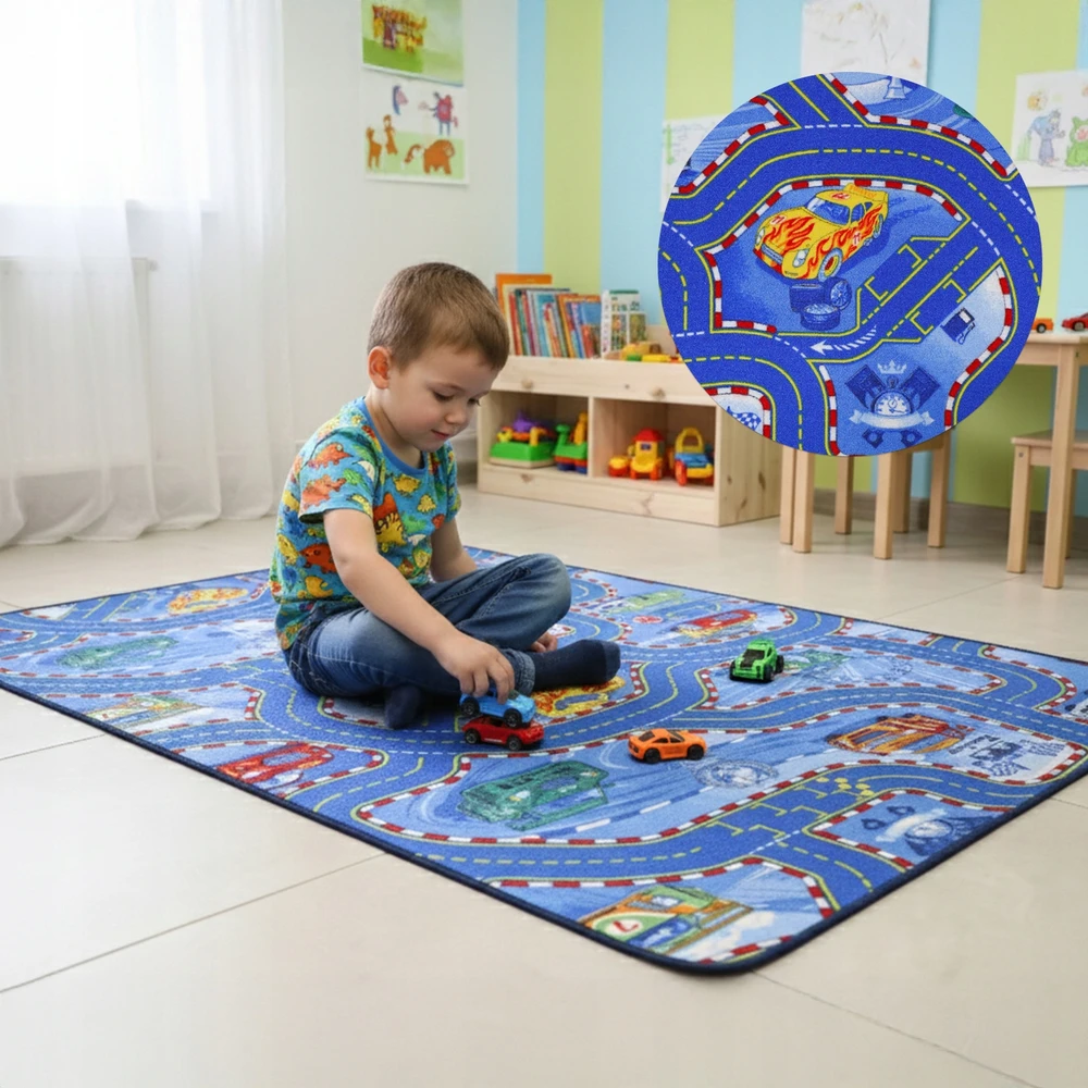 Allvo DYWAN DZIECIĘCY Miękki Ulice Miasto 130x180 Dywanik Dla Dzieci Chłopca