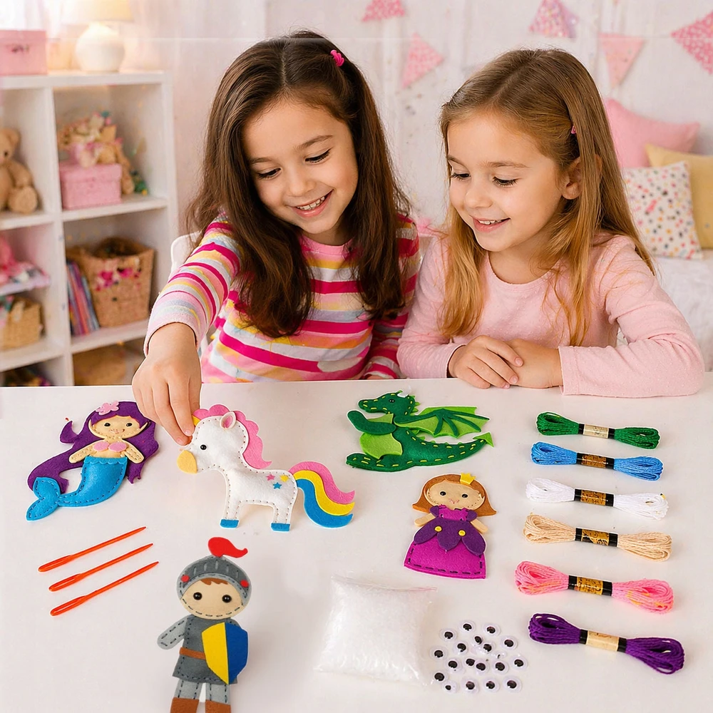 Allvo Kūrybinis siuvimo rinkinys vaikams DO IT YOURSELF 6 DIY veltinio figūrėlės