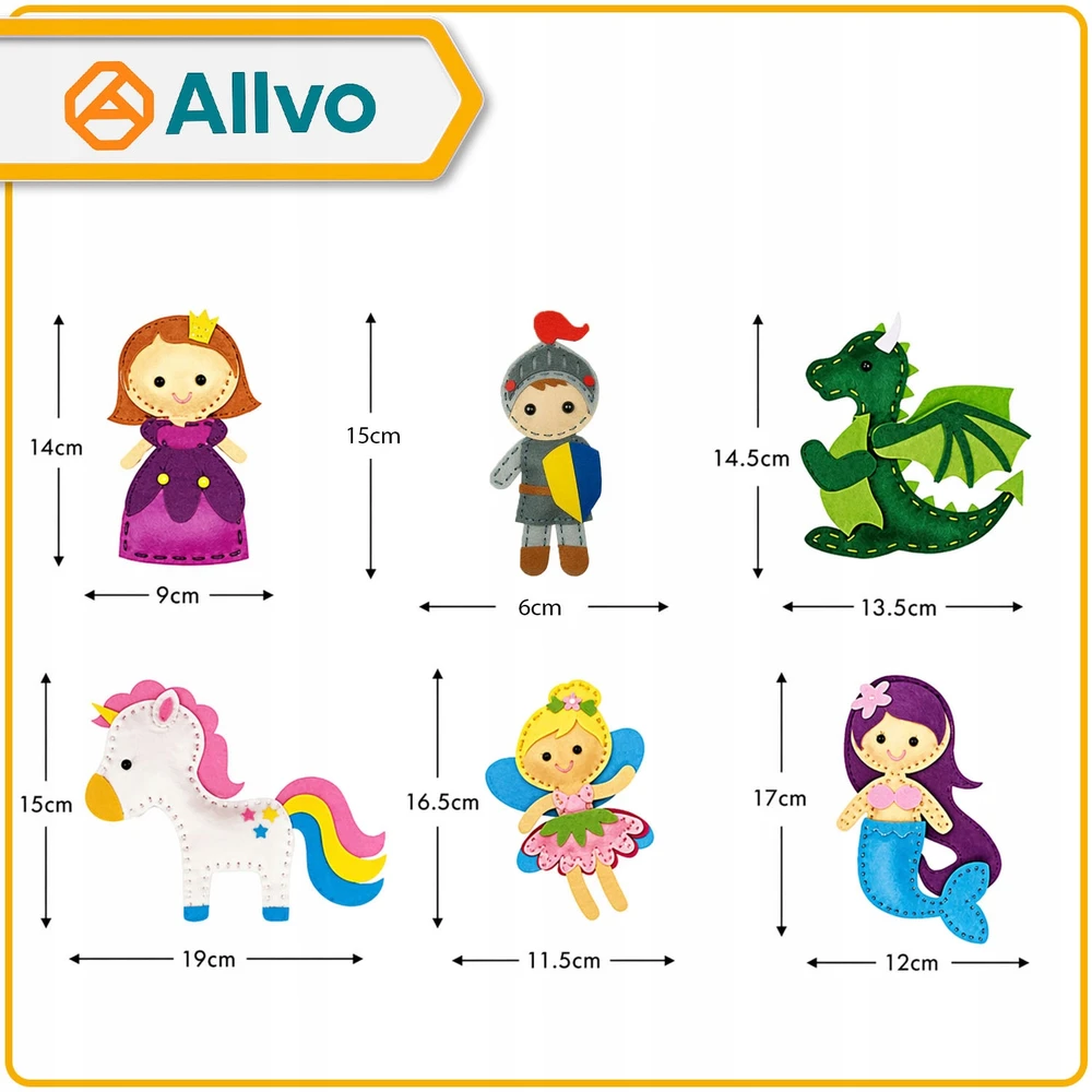 Allvo Kūrybinis siuvimo rinkinys vaikams DO IT YOURSELF 6 DIY veltinio figūrėlės