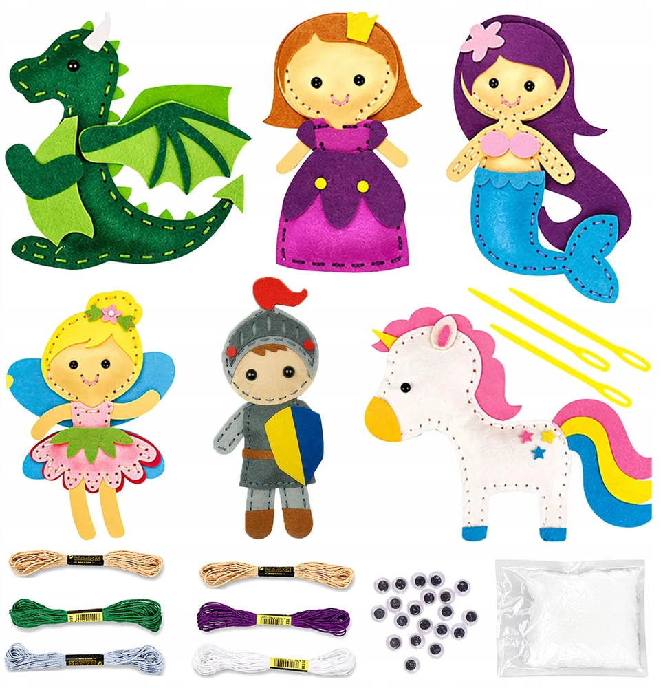 Allvo Kūrybinis siuvimo rinkinys vaikams DO IT YOURSELF 6 DIY veltinio figūrėlės