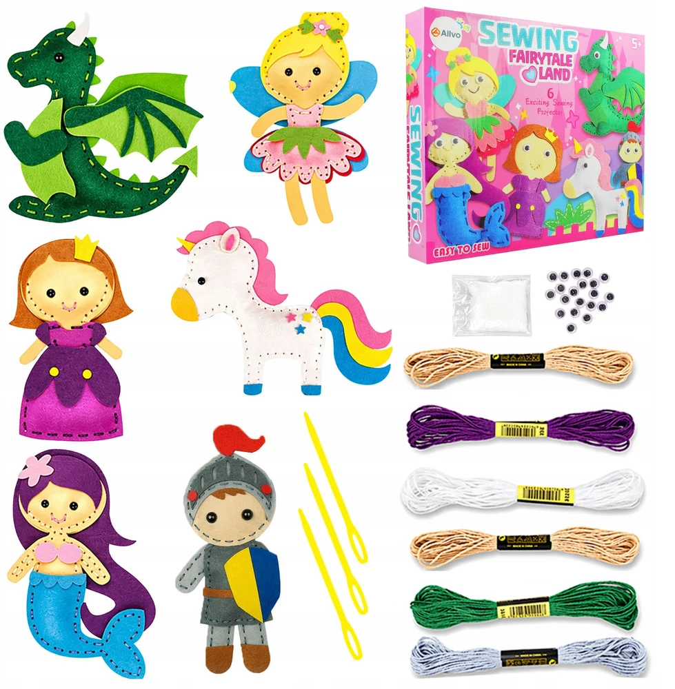 Allvo Kūrybinis siuvimo rinkinys vaikams DO IT YOURSELF 6 DIY veltinio figūrėlės