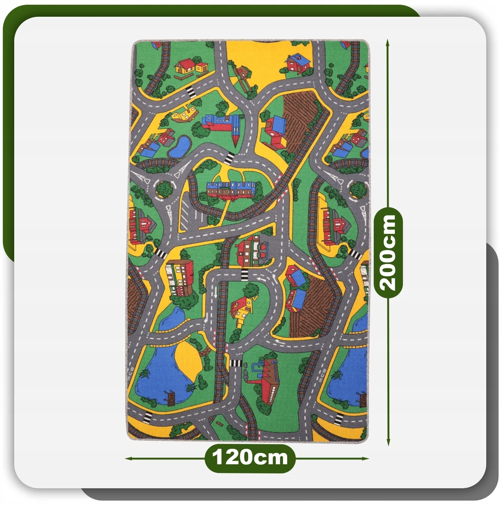 Allvo VAIKŲ KILIMAS KELIŲ GATVĖS COUNTRY 120x200 cm vaikams ŠILTAS IR MINŠKUS