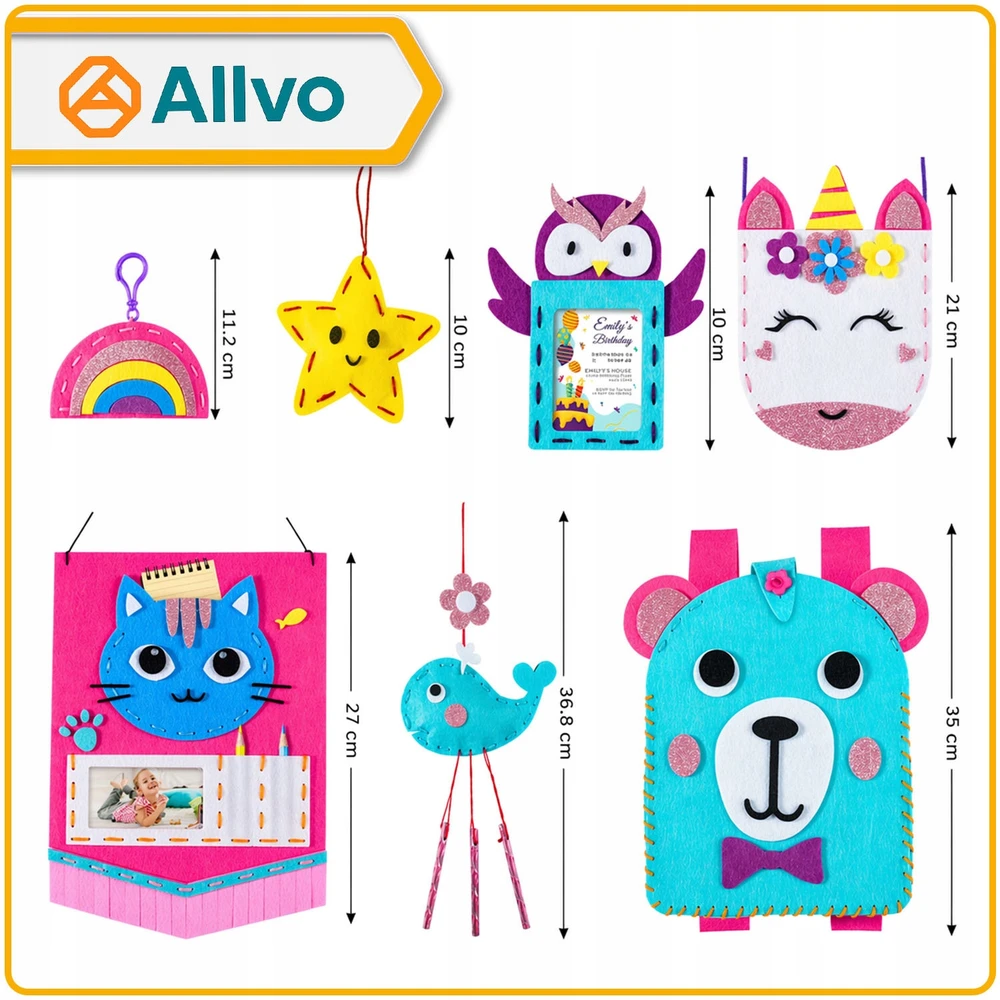 Allvo Veltinio siuvinėjimo rinkinys, skirtas MOKYTIS SIUVIMO DIY vaikams Kūrybinis rinkinys