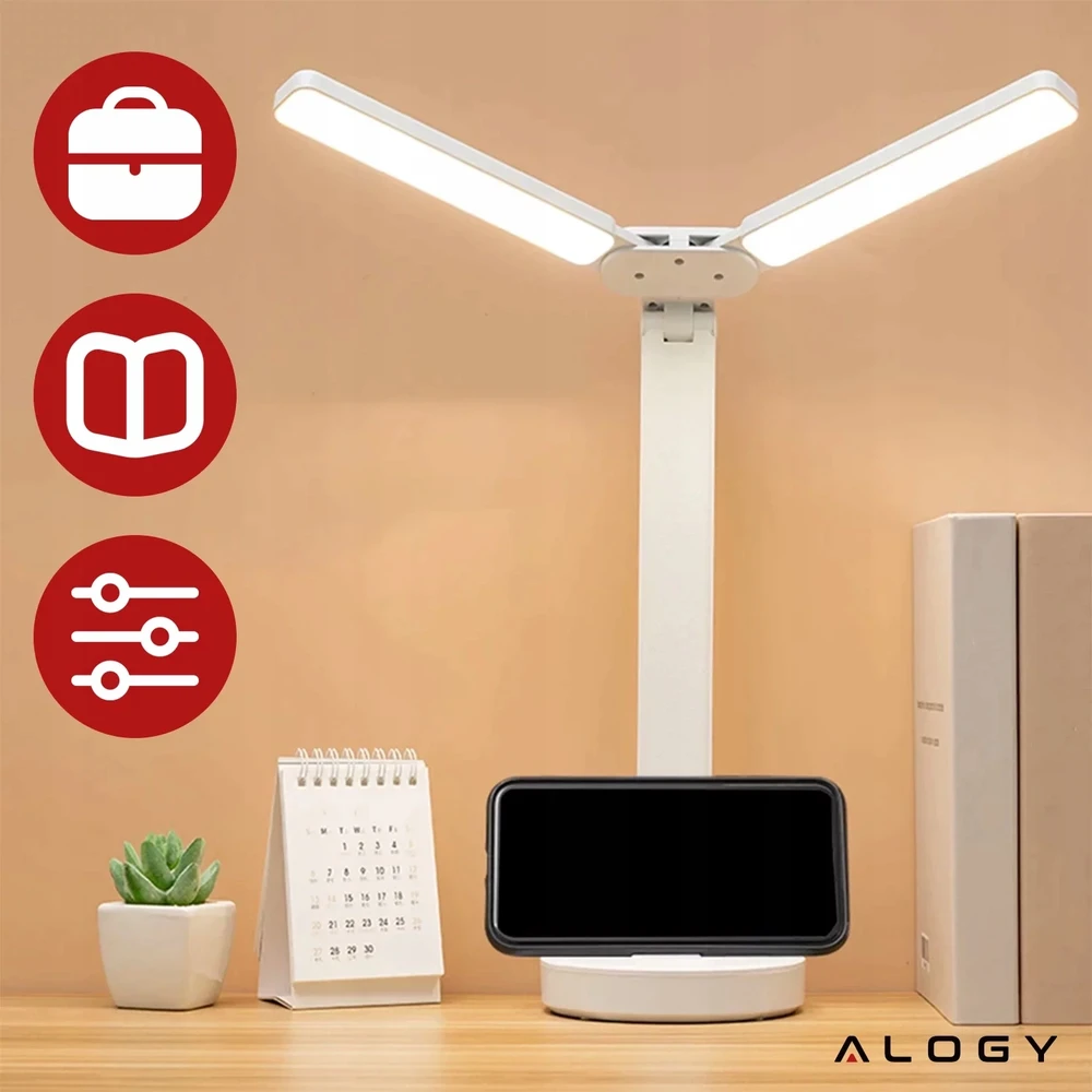Alogy LED lempa, toršeras, USB telefono stovas