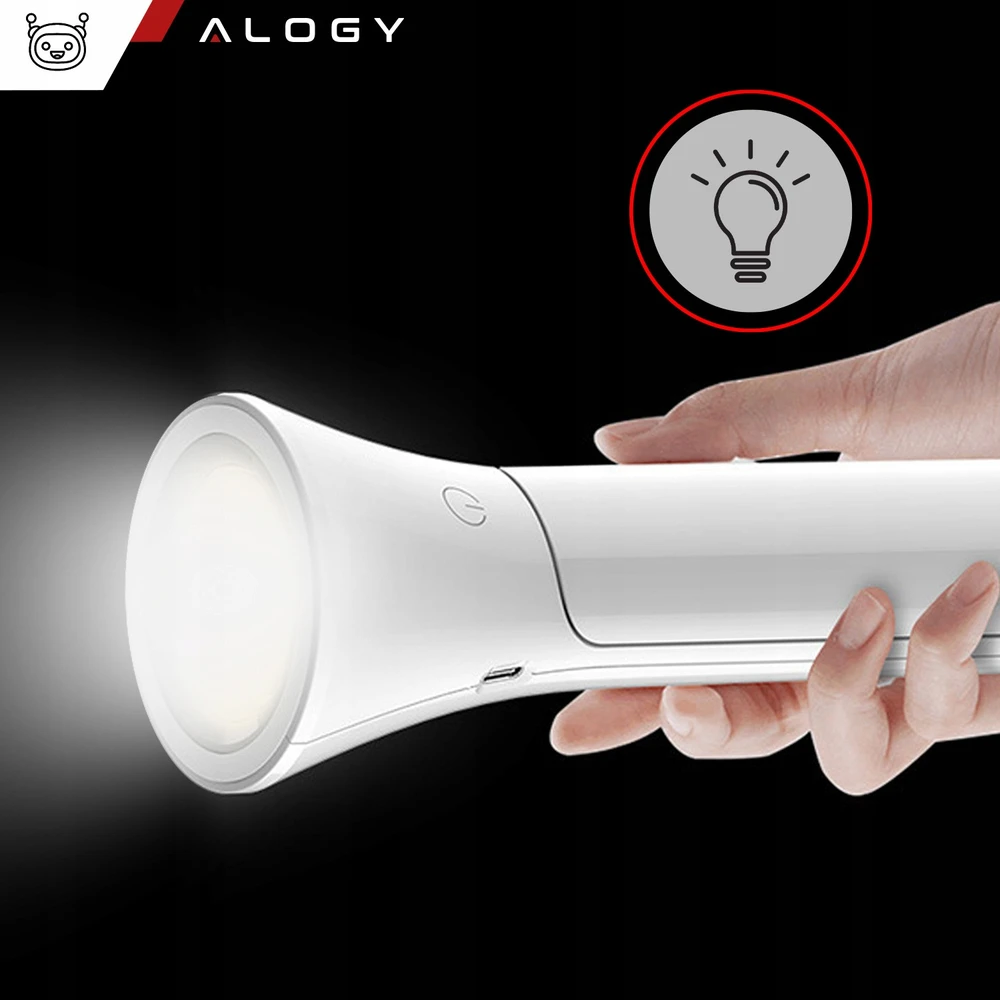 Alogy Led stalinė lempa su žibintuvėliu, 1200mah, balta