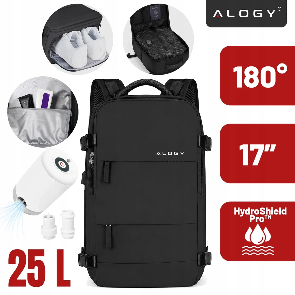 Alogy VACUUM kuprinė kelioninis rankinis bagažas 40x25x20 Ryanair WizzAir TUI LOT