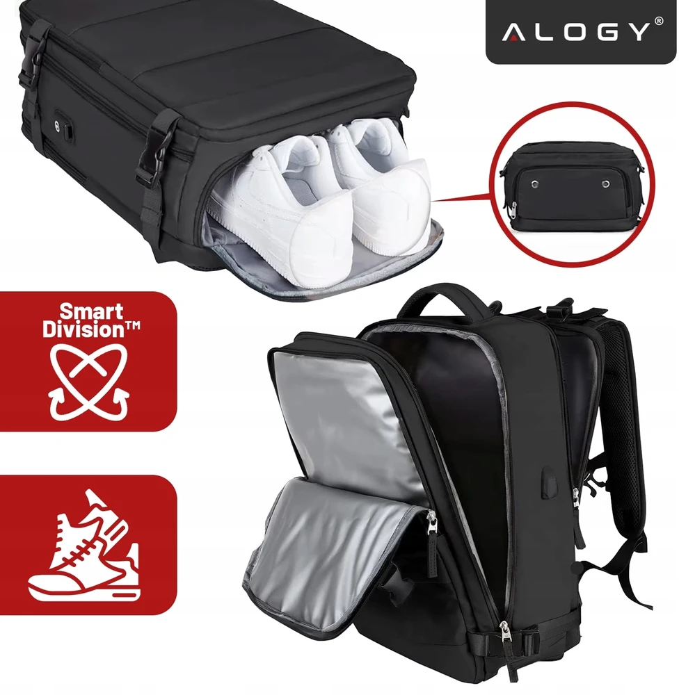 Alogy VACUUM kuprinė kelioninis rankinis bagažas 40x25x20 Ryanair WizzAir TUI LOT