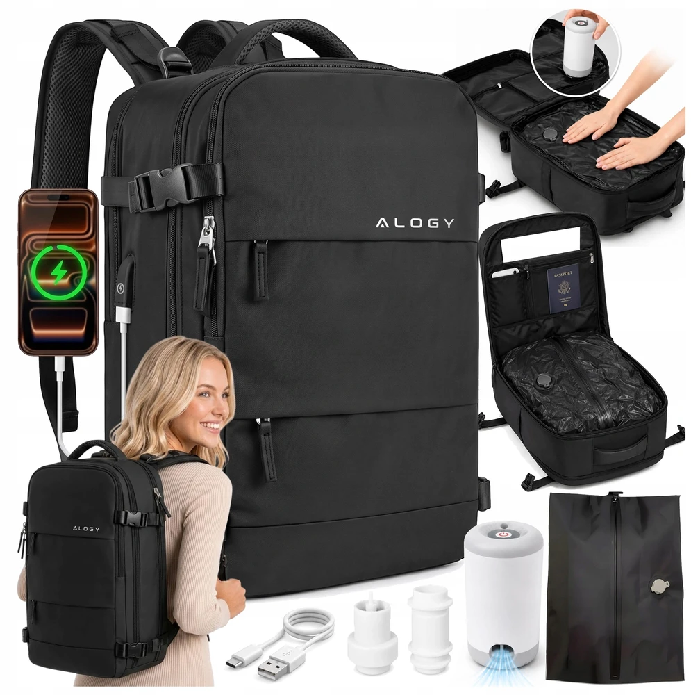 Alogy VACUUM kuprinė kelioninis rankinis bagažas 40x25x20 Ryanair WizzAir TUI LOT