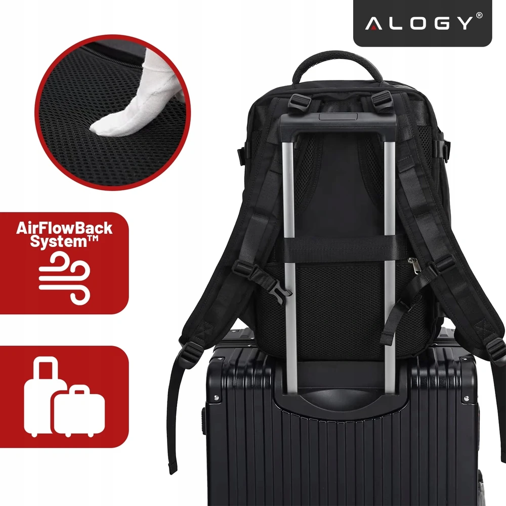 Alogy VACUUM kuprinė kelioninis rankinis bagažas 40x25x20 Ryanair WizzAir TUI LOT