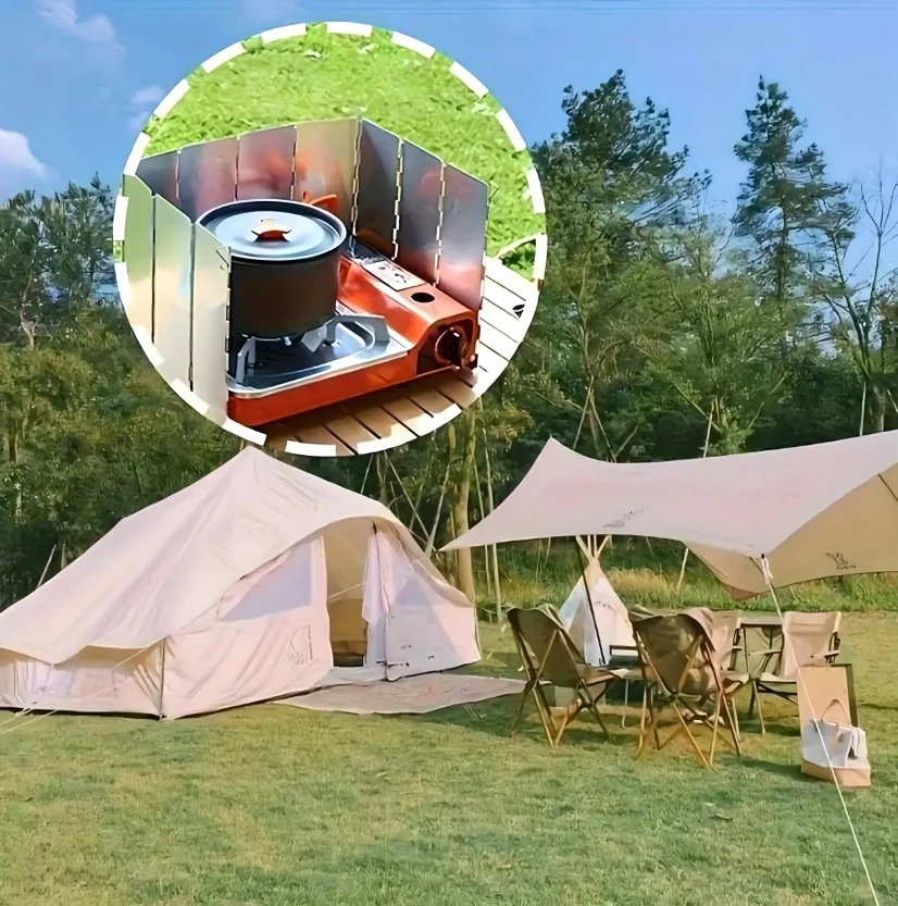 Alpen Camping VIRTINĖS DEGIKLIO VĖJO DANGAS | SULANKSTAMAS ALIUMINIO PERTRAUKAS
