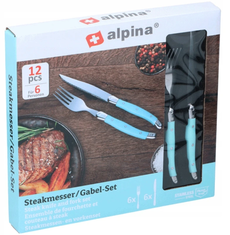 ALPINA KEPSNIS PEILIŲ IR ŠAKĖČIŲ RINKINYS 12 Vnt., 3 SPALVŲ NERŪDijančio plieno