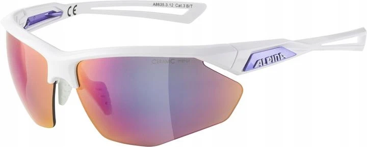 ALPINA Cycling Glasses NYLOS HR Baltas‑Violetinė Violetinė Mirror Lens Cat.3