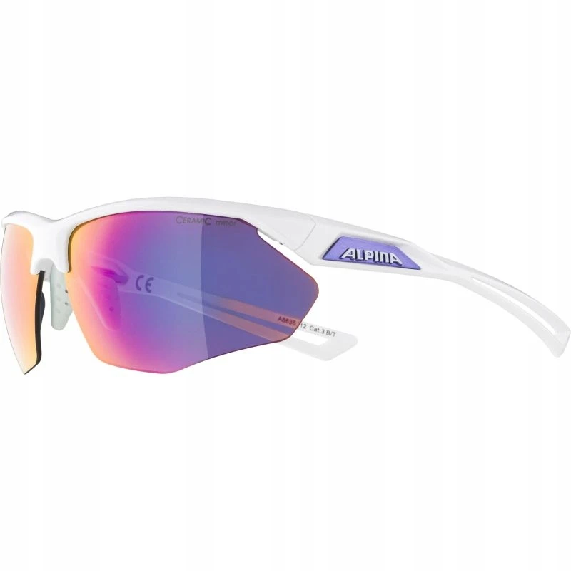 ALPINA Cycling Glasses NYLOS HR Baltas‑Violetinė Violetinė Mirror Lens Cat.3
