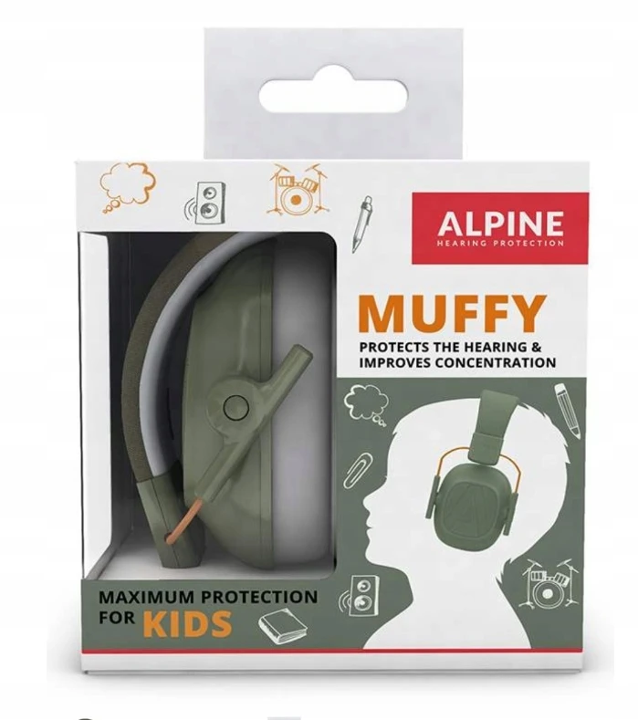 Alpine Muffy Kids klausos apsaugos priemonės, žalios