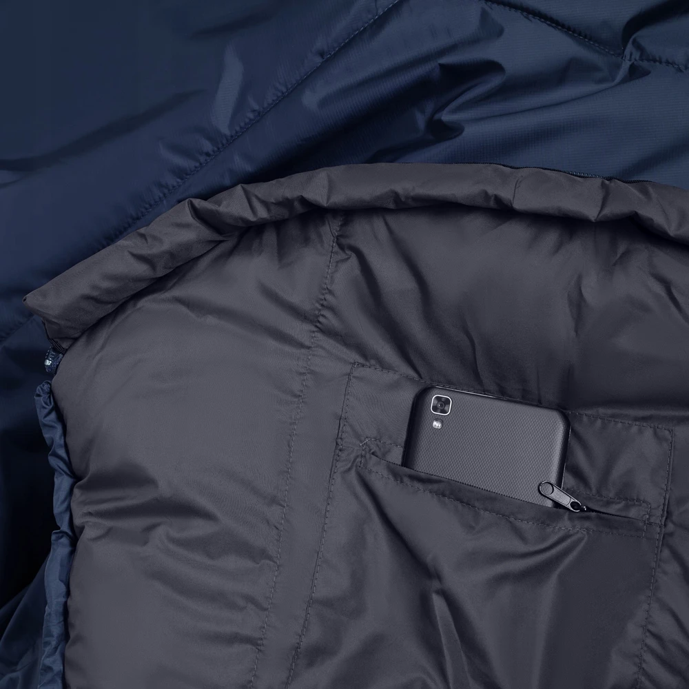 Alpinus Fiber Pro 1500 miegmaišis kairėje, tamsiai mėlyna