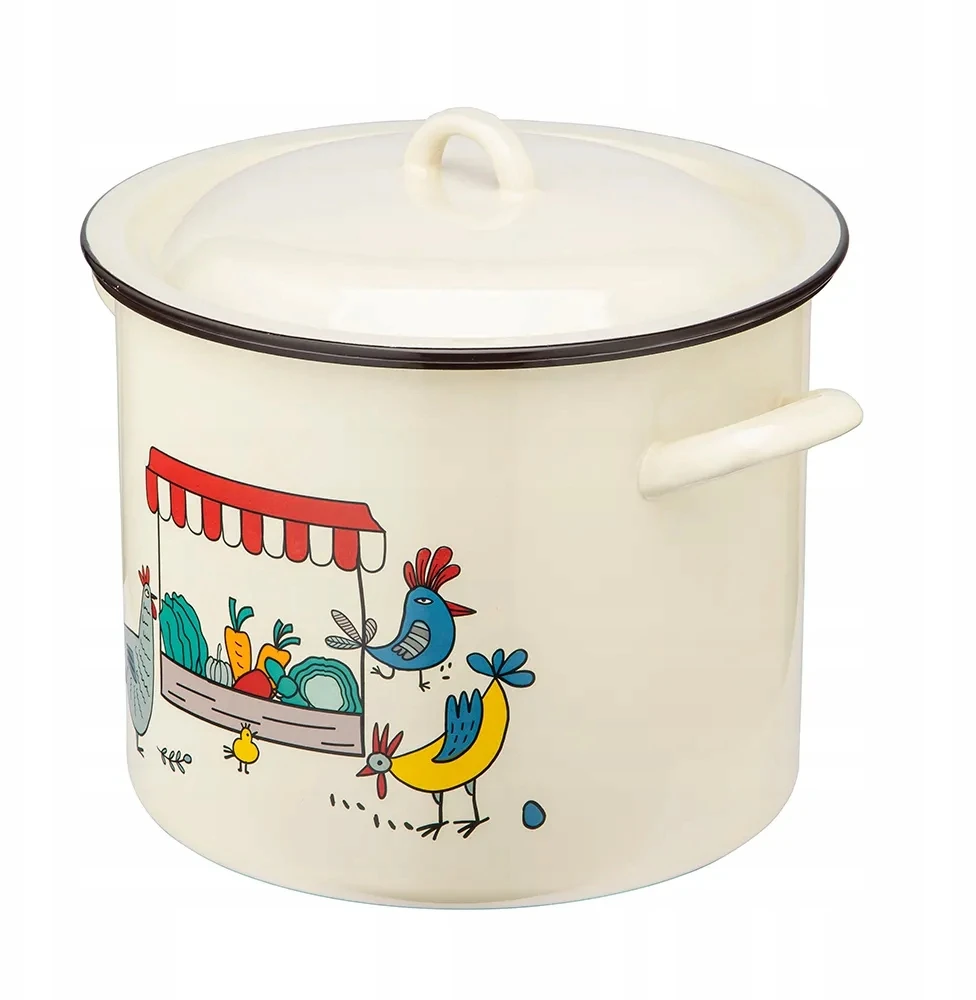 Altom Design Emaliuotas puodas su dangteliu sultiniui, dujų indukcija Silesia Kurki 10 l 25 cm