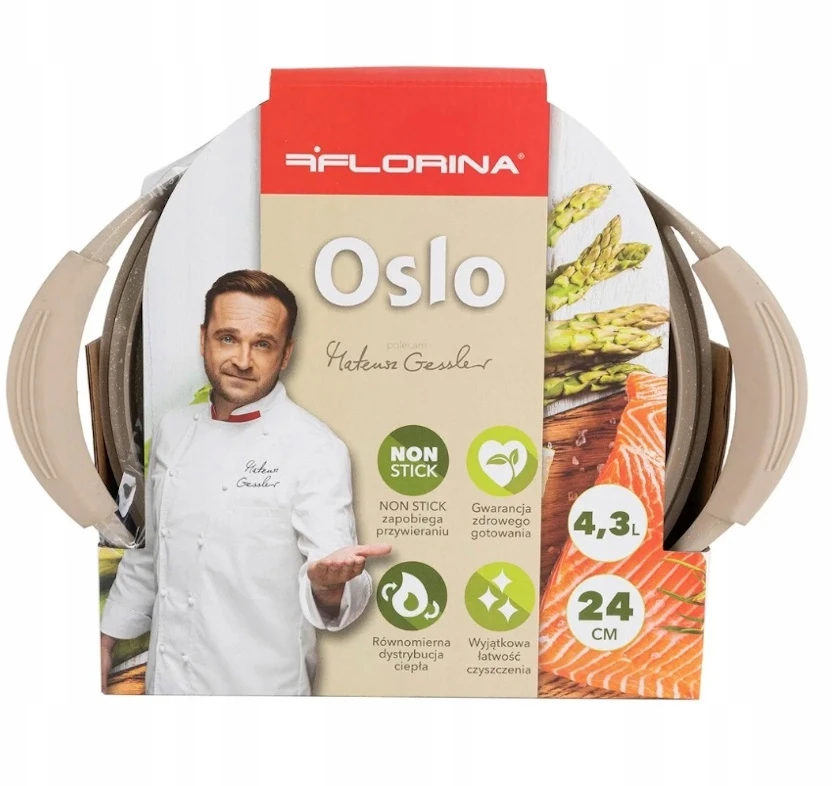 ALUMINIUMINIS PUODAS FLORINA OSLO 24cm 4,3L KREMINIS Nelipnus dangtelis